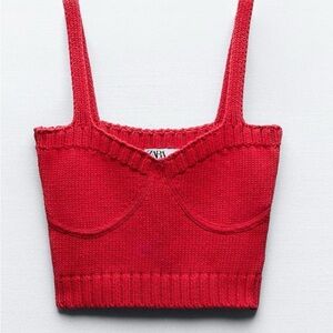 Zara Red Knit Crop Top